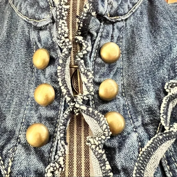 Vintage Star Jeans Vest w/ Ruffled Trim Sz. M - Picture 5 of 7